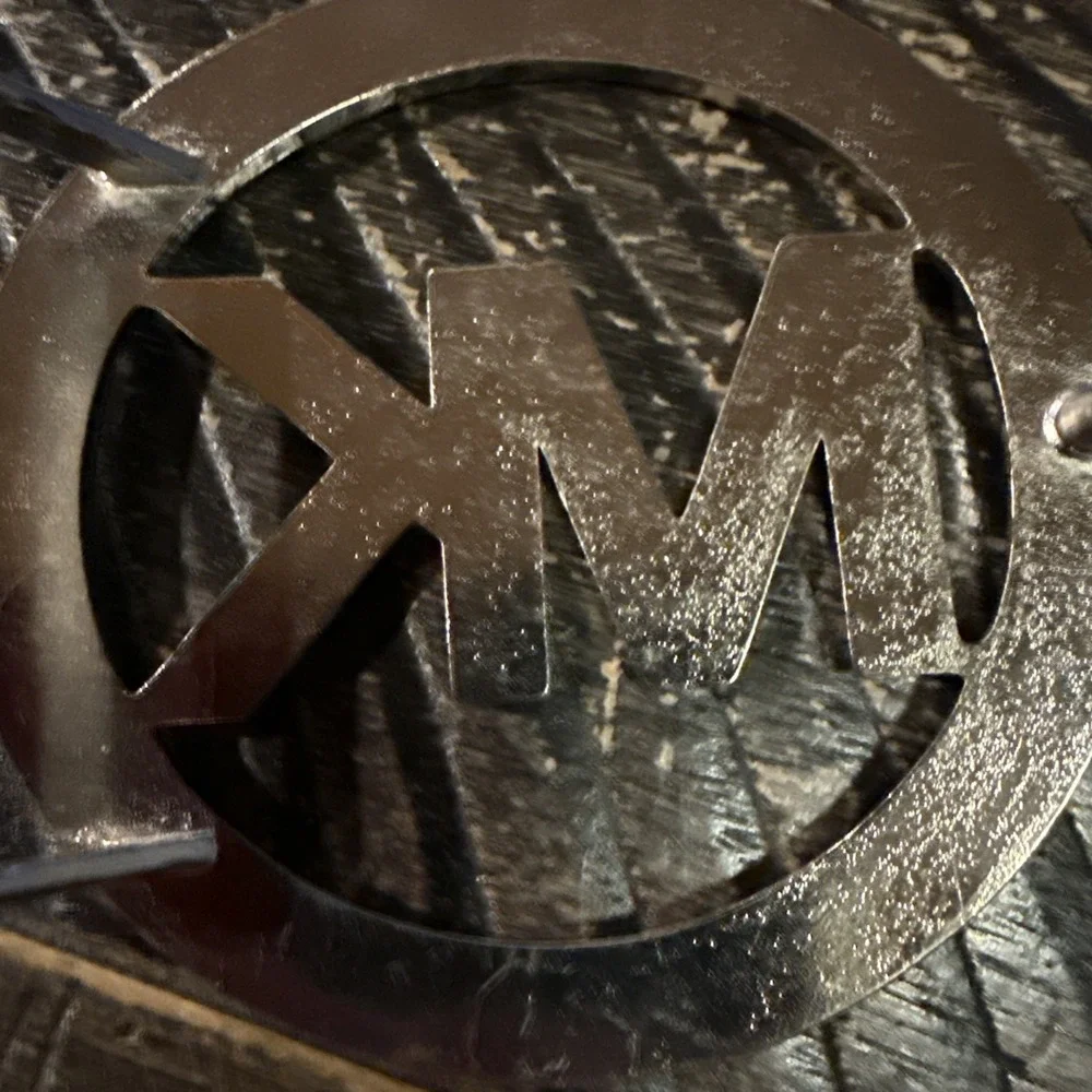 Michael Kors Monogram Belt Buckle MK Silver Large